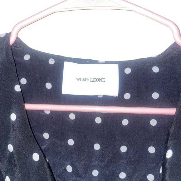 We Are Leone Ruby Ruffle Black Polka Dot 100% Silk Maxi Cardigan XS/S - Picture 7 of 12
